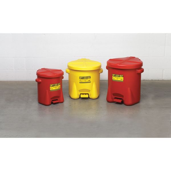 Oily Waste Can, 10 Gal., Poly, Red