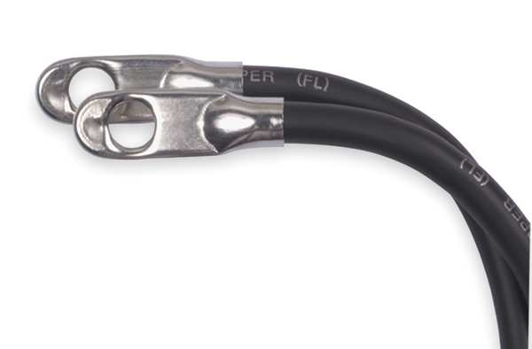 Battery Cable with Lugs, Black, 4AWG, 45 In