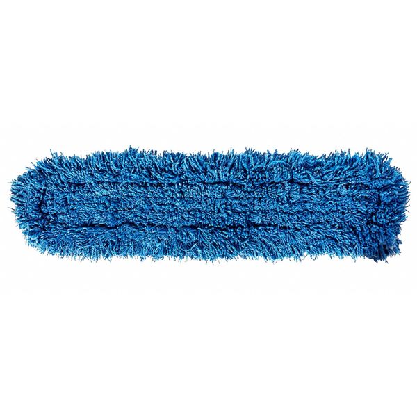 36 in L Flat Dust Mop, Slide On Connection, Looped-End, Blue, Synthetic