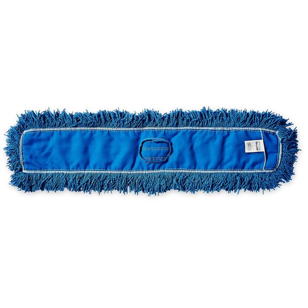 36 in L Flat Dust Mop, Slide On Connection, Looped-End, Blue, Synthetic