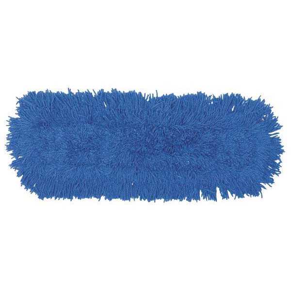 24 in L Flat Dust Mop, Slide On Connection, Looped-End, Blue, Synthetic