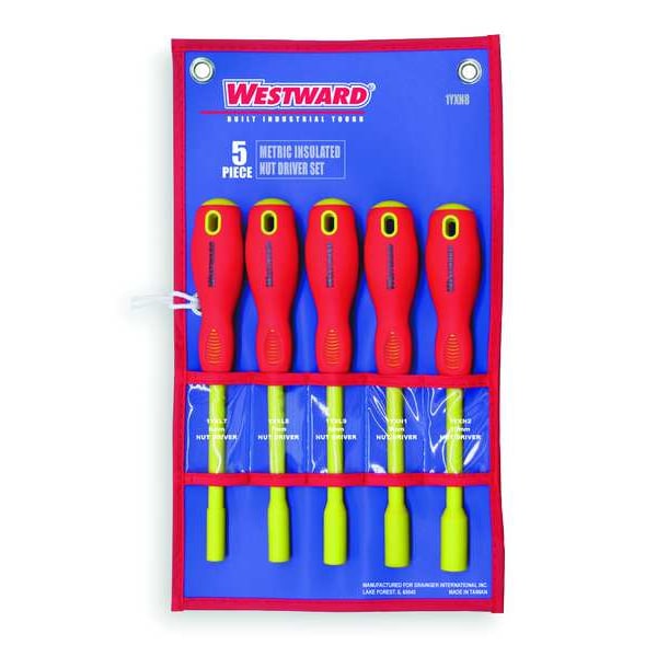 Nut Driver Set, 5 Pieces, Metric, Solid, Ins