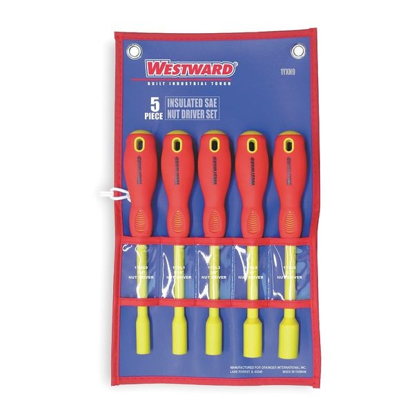 Nut Driver Set, 5 Pieces, SAE, SolidIns