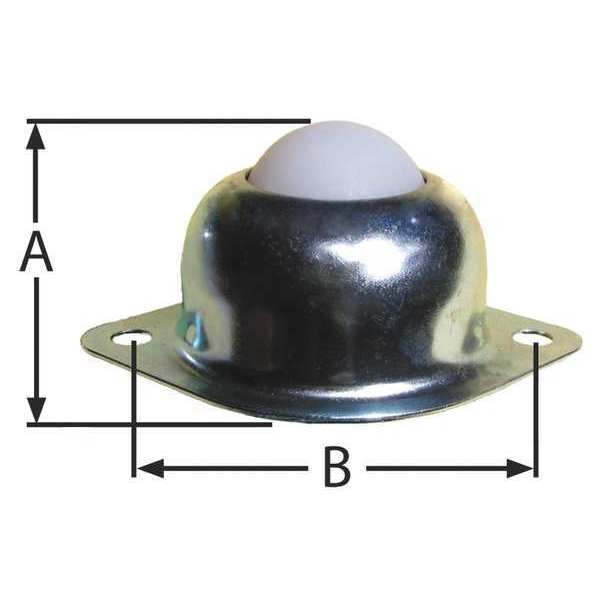 Ball Transfer, Flange, 1In Ball Dia