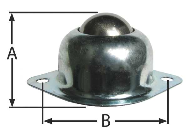 Ball Transfer, Flange, 1In Ball Dia