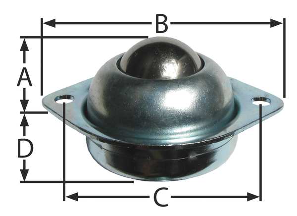 Ball Transfer, Cntrsunk, 1In Ball Dia