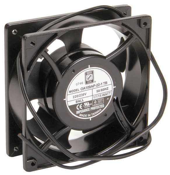 Standard Square Axial Fan, Square, 230V AC, 88/110 cfm, 4 5/7 in W.
