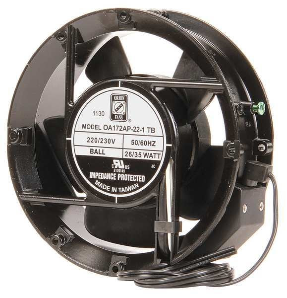 Axial Fan, Round, 230V AC, 190/235 cfm, 6 7/9 in W.