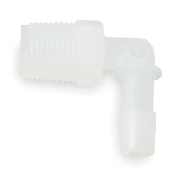 Elbow, Thread To Barb, PVDC, 1/4 In, PK5