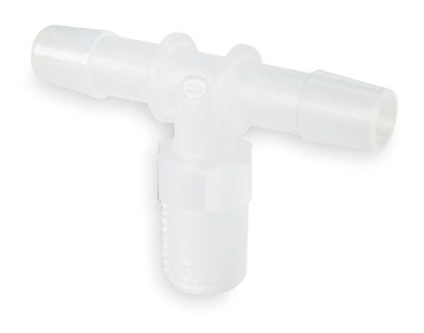Tee, Thread To Barb, PVDC, 1/2 In, PK5
