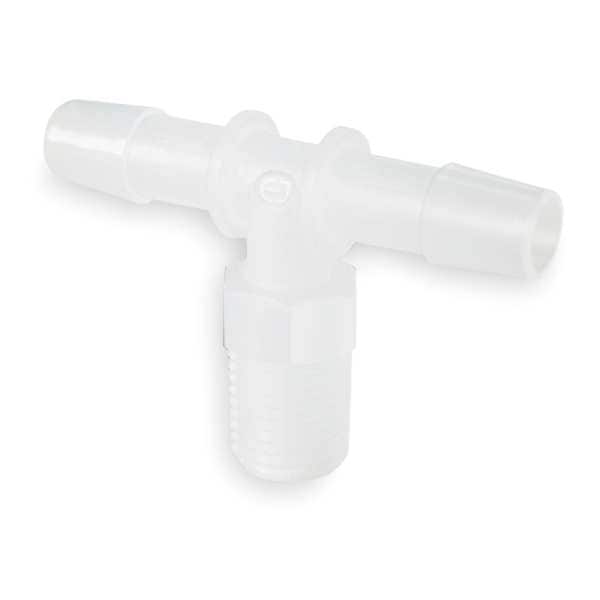Tee, Thread To Barb, PVDC, 1/4 In, PK5