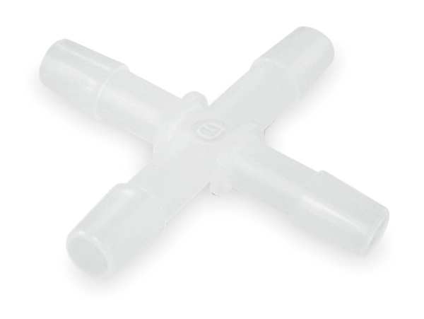 Cross Connector, 1/8 In, Barbed, PVC, PK5