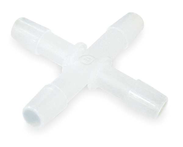 Cross Connector, 1/8 In, Barbed, HDPE, PK10