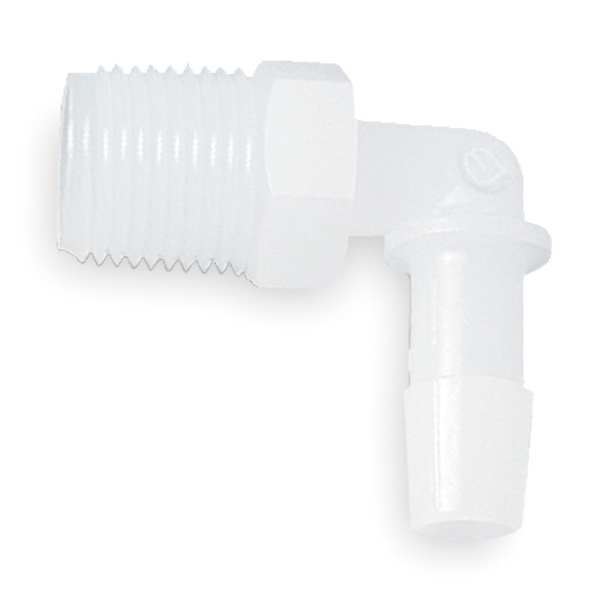 Elbow, Thread To Barb, Poly, 1/2 In, PK10