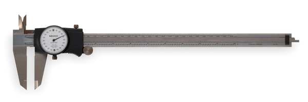 Dial Caliper, 12 In, 0.200/Rev, White Face