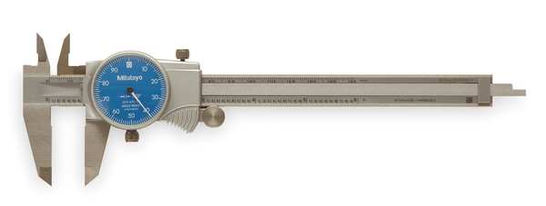 Dial Caliper, 6 In, 0.100/Rev, Blue Face