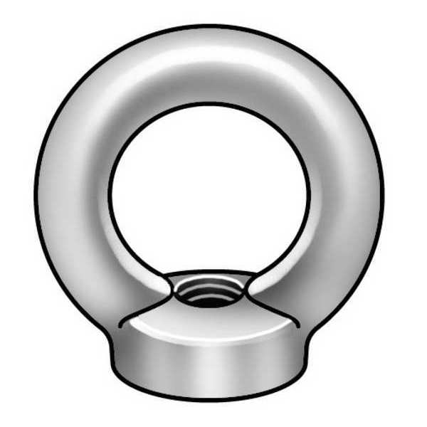 Round Eye Nut, M10-1.50 Thread Size, 10 mm Thread Lg, 18-8 Stainless Steel, Plain
