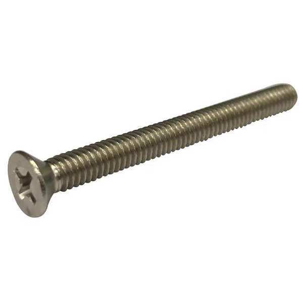 #1-72 x 3/8 in Phillips Flat Machine Screw, Plain Stainless Steel, 100 PK