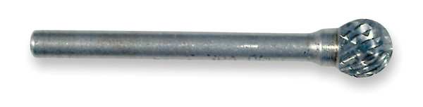 Carbide Bur, Ball, 1/2 Cut Dia, dbl Cut