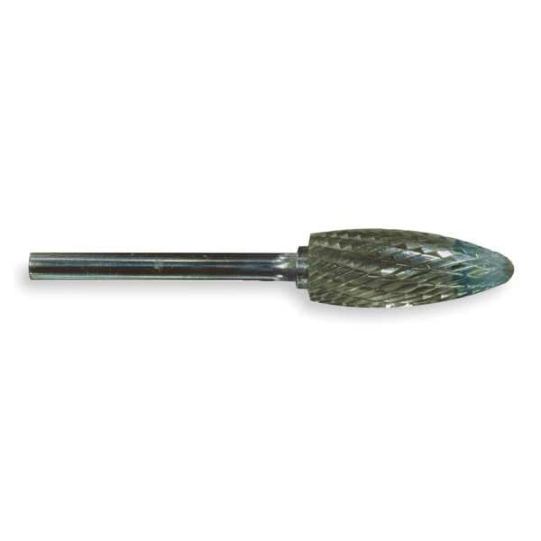 Carbide Bur, Flame, 1/2 Cut Dia, dbl Cut