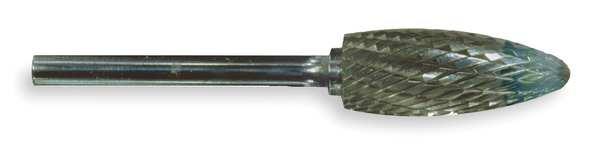 Carbide Bur, Flame, 1/8 Cut Dia, dbl Cut