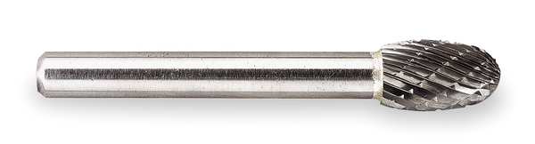 Carbide Bur, Egg, 3/8 Cut Dia, dbl Cut