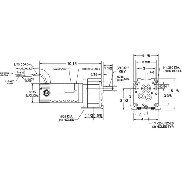 DC Gearmotor, 220.0 in-lb Max. Torque, 31 RPM Nameplate RPM, 90V DC Voltage