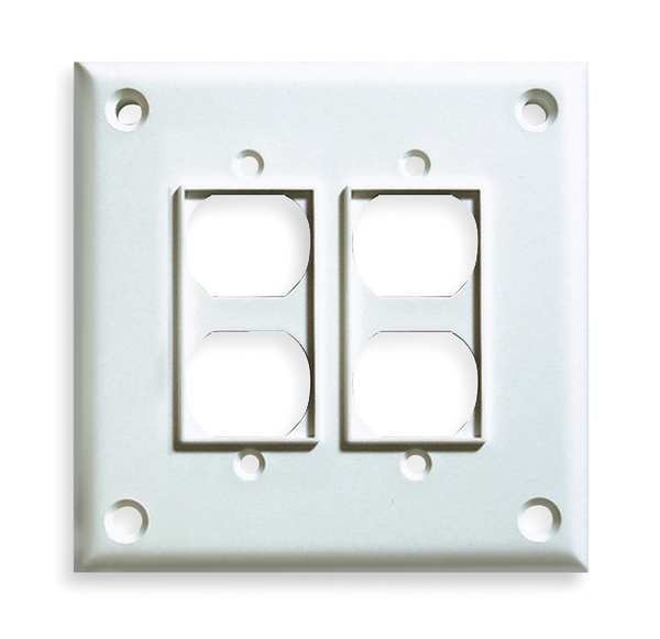 Double Duplex Wall Plates and Covers, Number of Gangs: 2 Polycarbonate and Nylon Blend, White