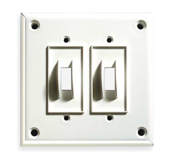 Duplex Switch Wall Plates and Covers, Number of Gangs: 2 Polycarbonate and Nylon Blend, White
