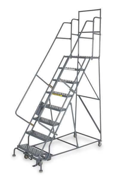 136 in H Steel Rolling Ladder, 10 Steps