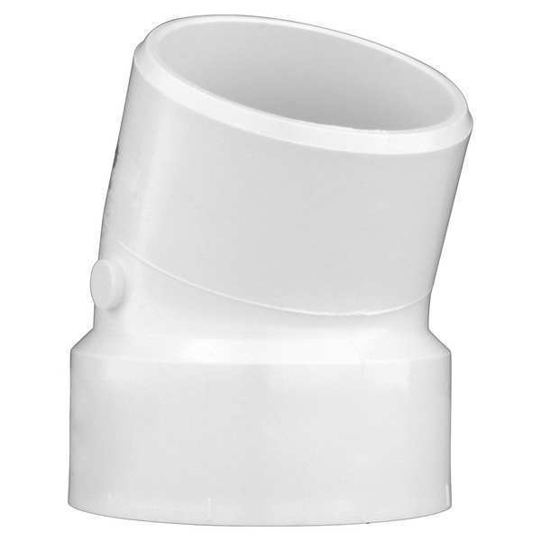 PVC 22-1/2 Degree Street Elbow, Hub x Spigot, 3 in Pipe Size