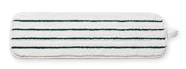 24 in L Flat Mop Pad, Hook-and-Loop Connection, Cut-End, White, Microfiber, PK10