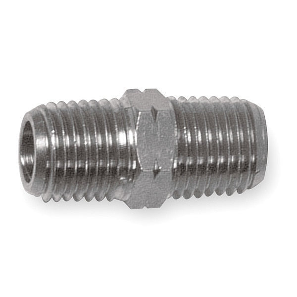 Nickel Plated Brass Hex Nipple, MNPT x MNPT, 1/2