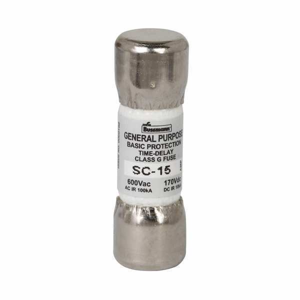 Fuse, Time Delay, 15 A, SC Series, 600V AC, 170V DC, 1-5/16