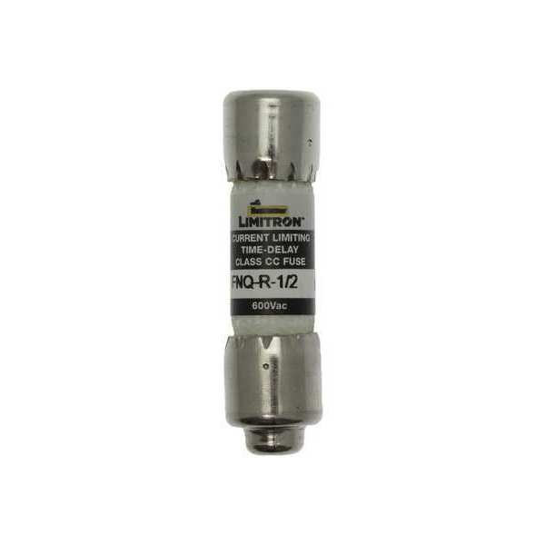 Time Delay UL Class CC Fuse, 1/2A, FNQ-R Series, 600V AC, Not Rated, 1 1/2 in L x 13/32 in dia