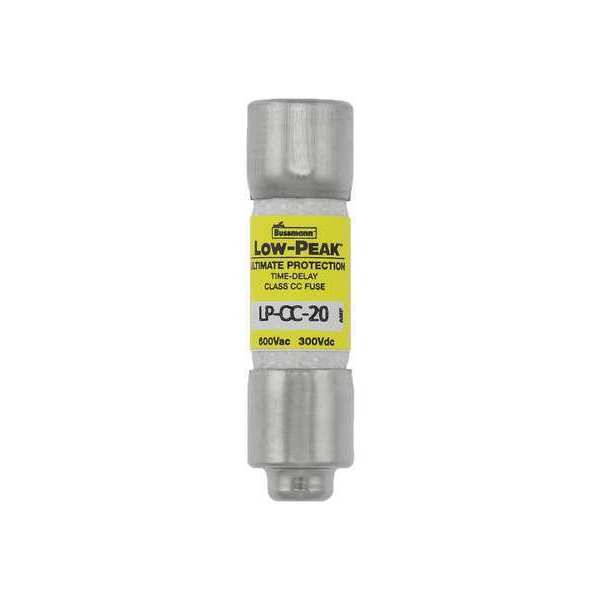 Time Delay UL Class CC Fuse, 20A, LP-CC Series, 600V AC, 300V DC, 1 1/2 in L x 13/32 in dia