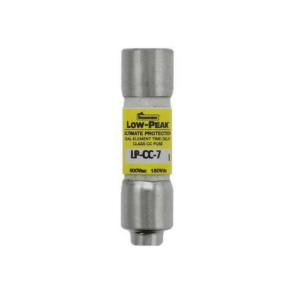 Time Delay UL Class CC Fuse, 7A, LP-CC Series, 600V AC, 150V DC, 1 1/2 in L x 13/32 in dia