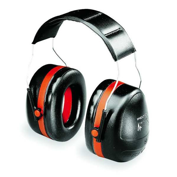 Peltor Optime 105 Over-the-Head Ear Muffs, H10A, Passive Protection, NRR 30 dB, Black/Red
