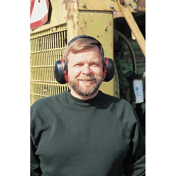 Peltor Optime 105 Over-the-Head Ear Muffs, H10A, Passive Protection, NRR 30 dB, Black/Red