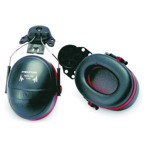 Peltor Optime 105 Hard Hat-Mounted Earmuffs, Passive Protection, NRR 27 dB, Foam, Black/Red