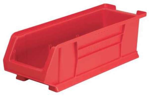 Super Size Bin, Red, Plastic, 23 7/8 in L x 8 1/4 in W x 7 in H, 200 lb Load Capacity