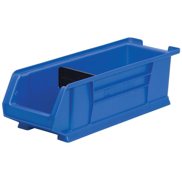 Super Size Bin, Blue, Plastic, 23 7/8 in L x 8 1/4 in W x 7 in H, 200 lb Load Capacity