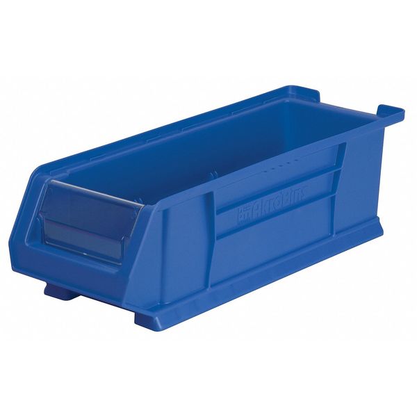 Super Size Bin, Blue, Plastic, 23 7/8 in L x 8 1/4 in W x 7 in H, 200 lb Load Capacity