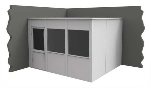 2-Wall Modular In-Plant Office, 8 ft H, 12 ft W, 10 ft D, White