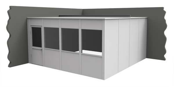 2-Wall Modular In-Plant Office, 8 ft H, 16 ft W, 16 ft D, White