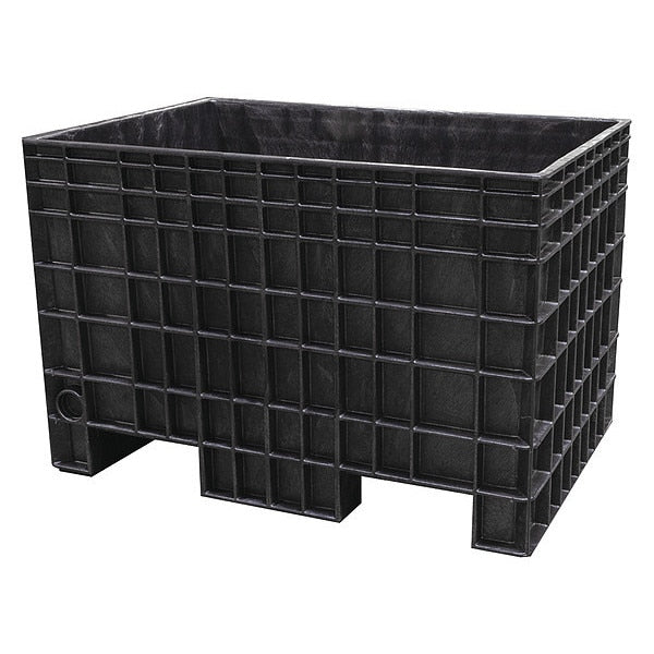 Black Bulk Container, Plastic, 13.8 cu ft Volume Capacity