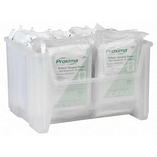 Stackable Storage Bin, Clear, Plastic, 19 7/8 in W x 12 1/2 in H, 75 lb Load Capacity