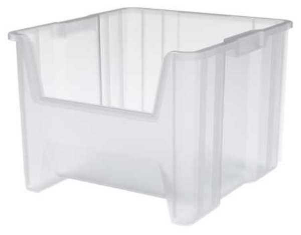 Stackable Storage Bin, Clear, Plastic, 16 1/2 in W x 12 1/2 in H, 75 lb Load Capacity