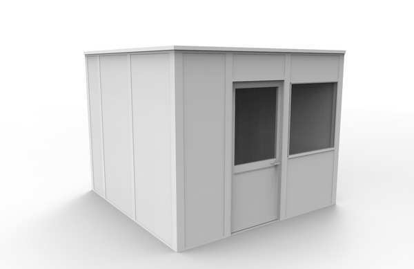 4-Wall Modular In-Plant Office, 8 ft H, 10 ft W, 10 ft D, White