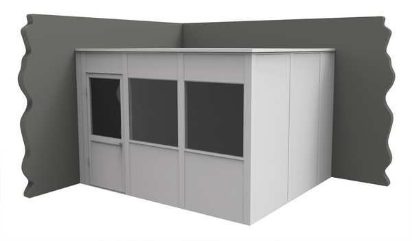 2-Wall Modular In-Plant Office, 8 ft H, 12 ft W, 10 ft D, White